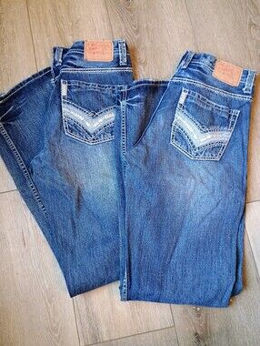 John B Stetson Mens Blue Jeans Western Cowboy Sz 35x38 - 2 Pairs Straight 1312